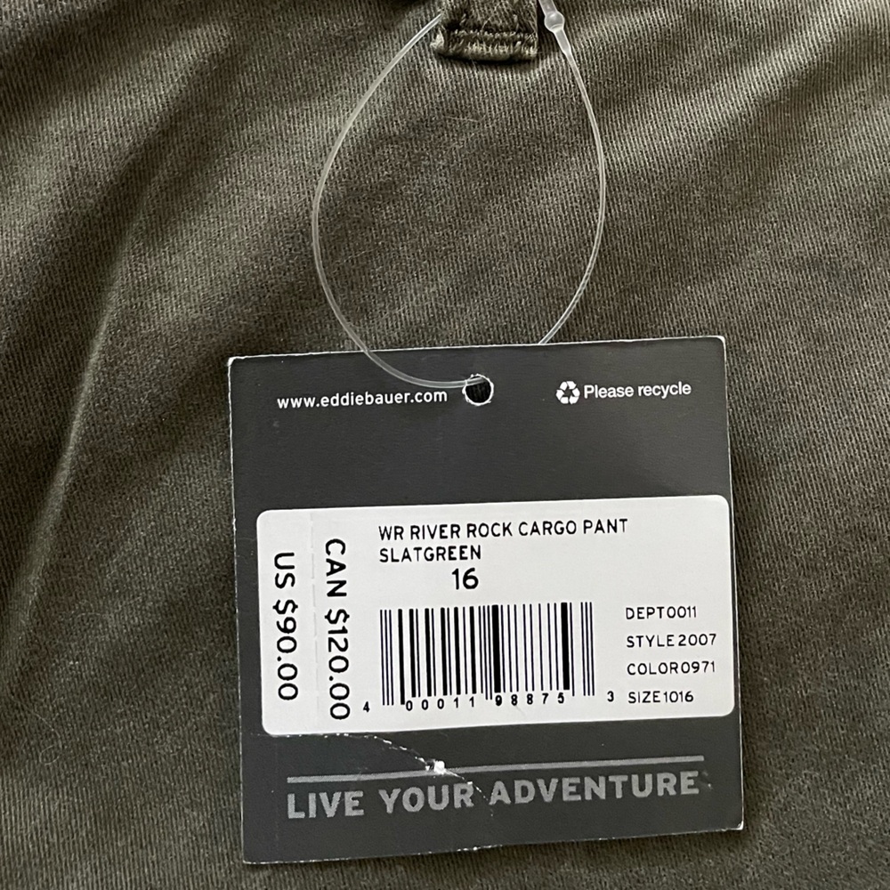 ⛰️EDDIE BAUER River Rock Cargo Pants Women’s Size 16 Curvy Slim Slat Green NWT - Picture 6 of 9